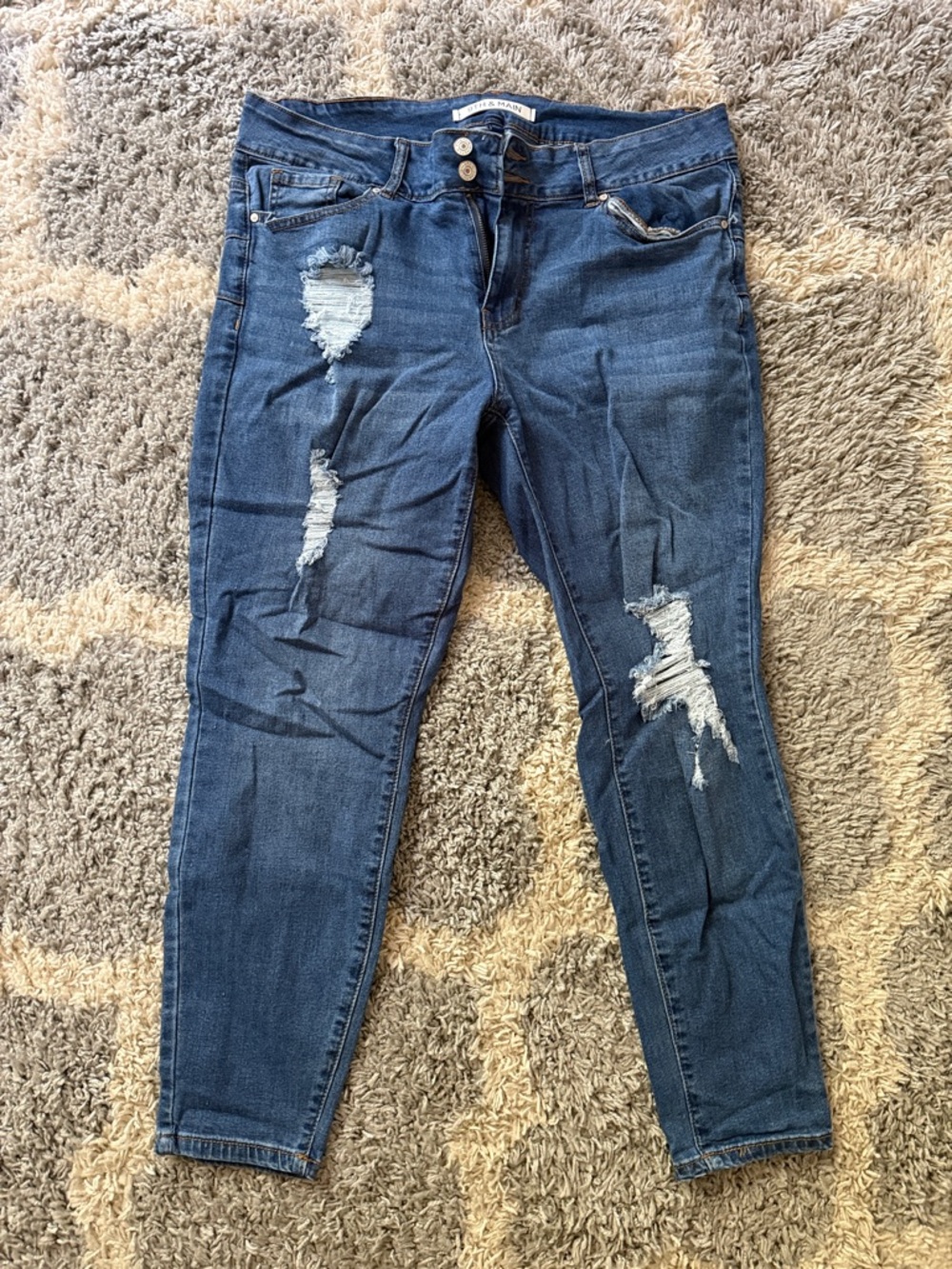 Women’s Dark Blue Ripped Skinny Jeans -  16W